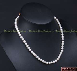 10 NATURAL 6MM WHITE CULTURED FRESHWATER PEARL NECKLACE  
