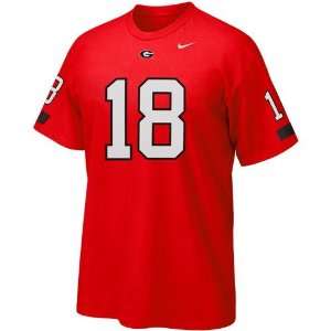  Nike Georgia Bulldogs #18 Red Replica Player T shirt 