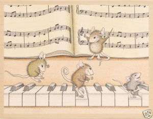   Wood Mounted Rubber Stamp MUSIC PIANO MICE Stampabilities NEW  