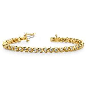 18k Yellow Gold, Slanted Link Diamond Tennis Bracelet, 7.35 ct. (Color 