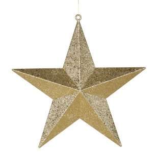   Vegas Gold Glitter 5 Pointed Star Christmas Ornament