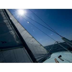  Bow of a Sailboat Sailing into the Sun on the Thames River 