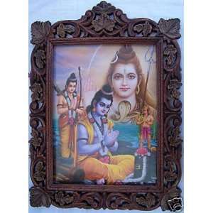  Ram Laxman worshiping Shiva, Poster Pic in Wood Frame 