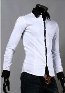 2011 NEW Mens Slim Fit Fashion Front Button Shirt Whites 1073  