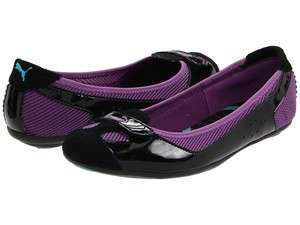 Puma Zandy Patent Black Purple 35285101 Flat Womens Shoes (Clearance 