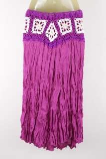 sk002v Hippy Hippie Boho Gypsy Crochet Skirt Long Purple XS S M L 