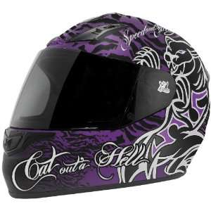   Helmet Black/Purple Cat Outa Hell Extra Small XS 87 5471 Automotive