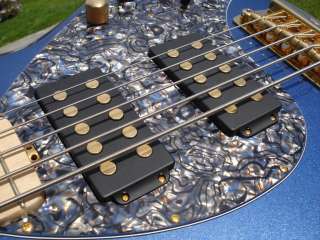 Music Man Stingray 5 HH Bass Guitar Pearl Blue Gold Hardware Ernie 
