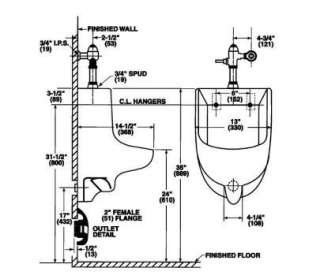 ELJER DOVER WALL HUNG COMMERCIAL URINALS 161 1150 00 Wh  