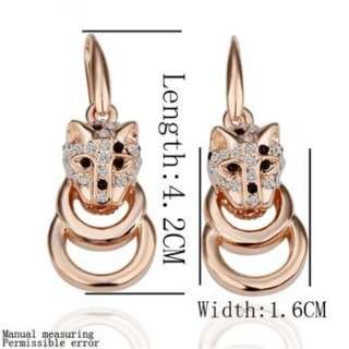 Z40 Wolf head style Swarovski crystal 18k gold Gp cute earrings  