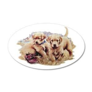  38.5x24.5O Wall Vinyl Sticker Golden Retriever Puppies 