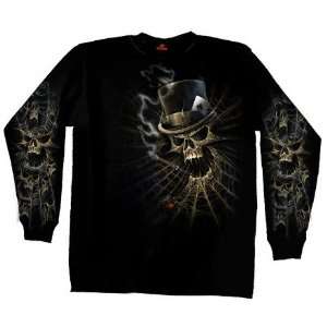  Hot Leathers Black Large Web Skull Long Sleeve T Shirt 
