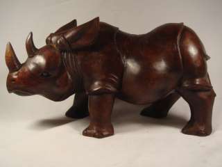 12 Bali Carved Wood Animal Wood Sculpture Rhinoceros  