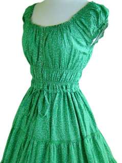 GREEN EYELET Dots PINUP Peasant FULL SKIRT Sun Dress  