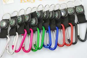 Carabiner Compass Clip Keychain Keyring 12 piece 6color  