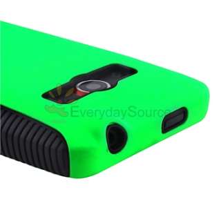 Green Dual Flex Hard Case Gel Cover For Sprint HTC EVO 4G  