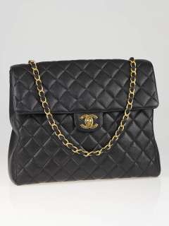 Chanel Black Quilted Caviar Leather Maxi Flap Tote Bag  