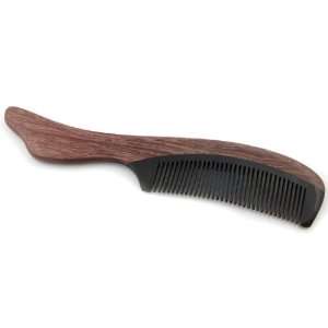 Xiaoping Natural Hand Carved Black Ox Horn & Sandalwood   Wood Comb 