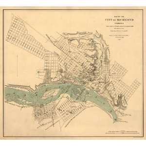   of an 1864 Map of Richmond, Virginia by A. D. Bache