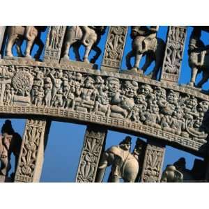  Detail of Stone Carving of Figures and Elephants, Sanchi 