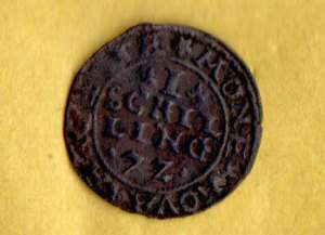 Livonia Order Riga 1 Schilling medieval coin 1572.  