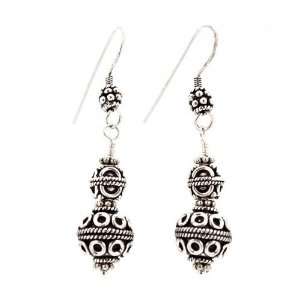   Silver Bead Dangle Earrings, #7494 Taos Trading Jewelry Jewelry