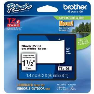  Brother Laminated Black on White 1 1/2 Inch Tape   Retail 
