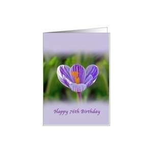  76th Birthday, Purple and White Crocus Flower Card Toys 
