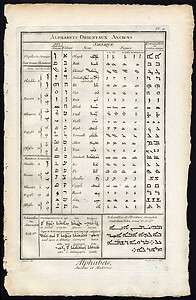   Engraving LANGUAGE ALPHABET SYRIA CHALDEAN SCRIPT Diderot 1751  