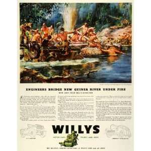  1943 Ad Willys Overland Jeeps New Guinea River Bridge Army 