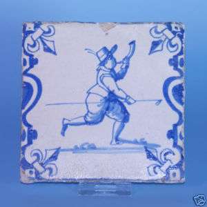Dutch Delft 17th cent. Baluster tile Man with Horn  