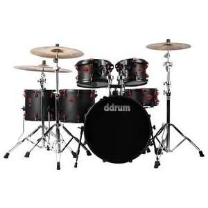  Ddrum Hybrid drum Kit 6pc Acoustic Trigger Black and Red 