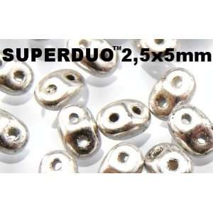 Czech Two Hole Seed Beads SuperDuo Jet with Old Silver 100gram (a.1500 