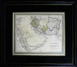 1850s PERSIA ARABIA MIDDLE EAST FRAMED MAP  