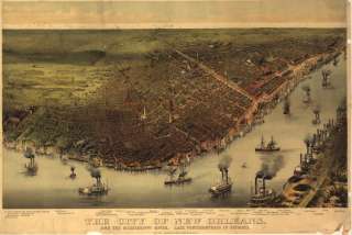 1885 Map New Orleans & Mississippi River  