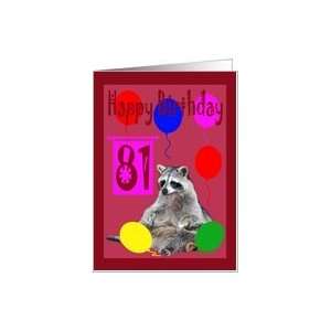  81st Birthday, Raccoon with balloons Card Toys & Games