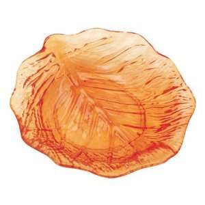  Acrylic Leaf Plates, 9 Inch, Orange, Case of 1 Dozen