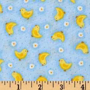  44 Wide Spring Parade Chicks Light Blue/Yellow Fabric By 