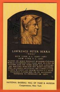 Yogi Berra Autographed HOF Plaque   Yankees   A ;  