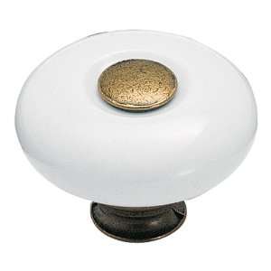  Amerock 878 30 Antique Brass With White Cabinet Knobs 