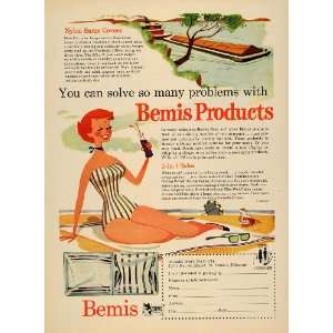  1955 Ad Bemis Brothers Bag Nylon Barge Swimsuit Drink 