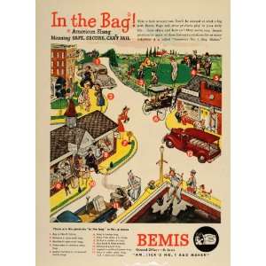 1948 Ad Bemis Bags Packaging Cartoon City Street Market Golfers Artist 