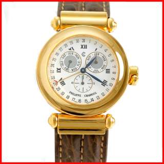 Philippe Charriol Gold Complete Calendar Leather Watch  