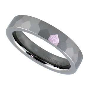   Carbide 5 mm Faceted Dome Wedding Band Ring Pentagon Patterns, size 11