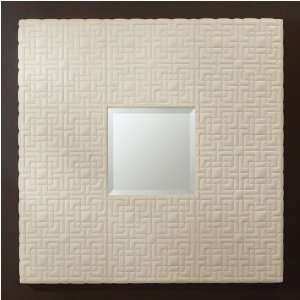   Square Quilted Wall Mirror Beige Leather9 91188