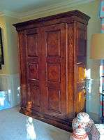 Antique Reproduction Imported Italian Armoire with Custom Marquetry 