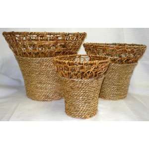  S/3 Flared Lacy Woven Baskets