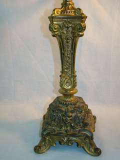 Antique VICTORIAN MANSION Old GROTESQUE Repousse CANDELABRA Brass 