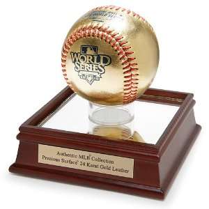  2010 World Series 24KT Gold Baseball in Glass Case Sports 