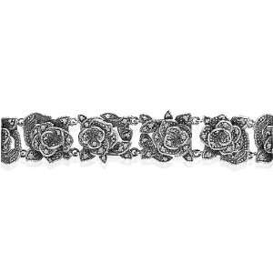  Silver Marcasite Rose Bracelet Jewelry